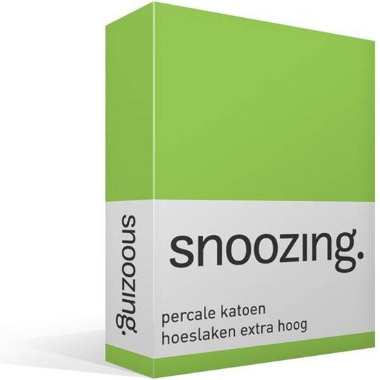 Snoozing - Hoeslaken - Extra hoog - Eenpersoons - 80x220 cm - Percale katoen - Lime