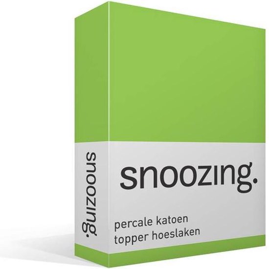 Snoozing - Topper - Hoeslaken  - Eenpersoons - 90x210 cm - Percale katoen - Lime
