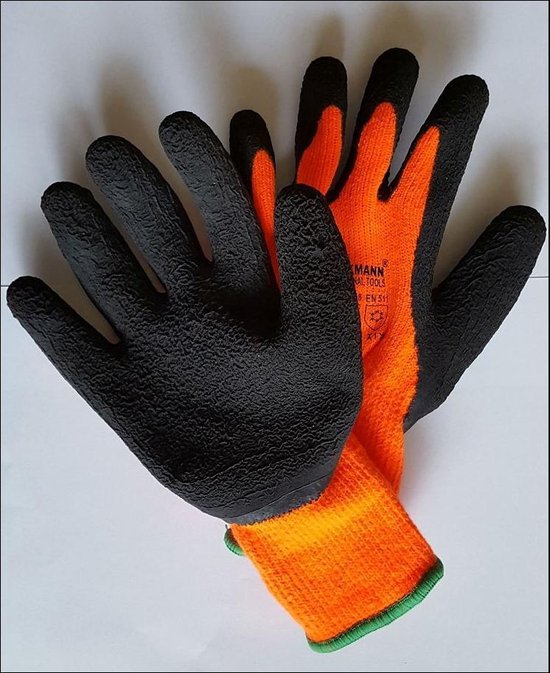 Paar Thermo werkhandschoenen mt.L/XL  - Werk handschoen winter kou fluor oranje