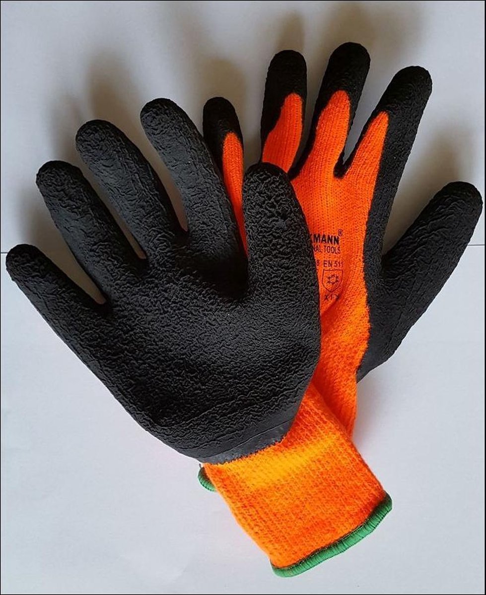 Paar Thermo werkhandschoenen mt.L/XL - Werk handschoen winter kou fluor  oranje | bol.com