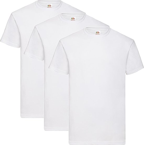 3 Pack shirts Fruit of the Loom Ronde hals Wit maat XXXXXL (5XL) Valueweight
