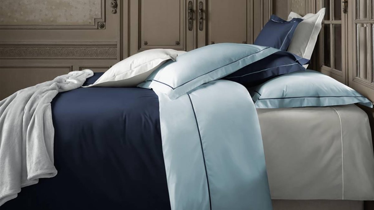 De Witte Lietaer Dekbedovertrek Katoen Perkal Bumblebee - Hotelmaat - 260 x 240 cm - Blauw