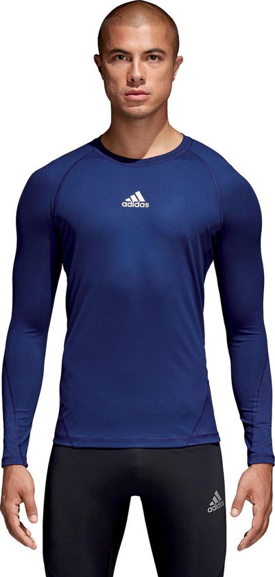 Adidas Alphaskin Shirt Lange Mouw - Marine | Maat: S | bol.com