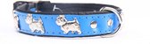 Dog's Companion - Leren halsband Westie - Lengte: 35cm (28-34cmx16 mm), Kleur: Blauw / Zwart