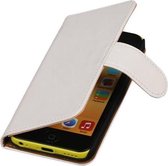 Wit Effen Booktype Apple iPod Touch 4 Wallet Cover Hoesje