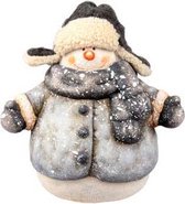 Cosy&Trendy Sneeuwman met muts - keramiek - 17 x 13 x 19 cm