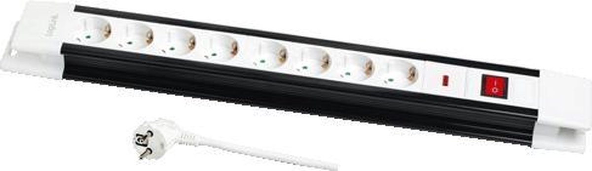 Stekkerdoos 8-voudig 3.0m / Wit / schakelaar LogiLink