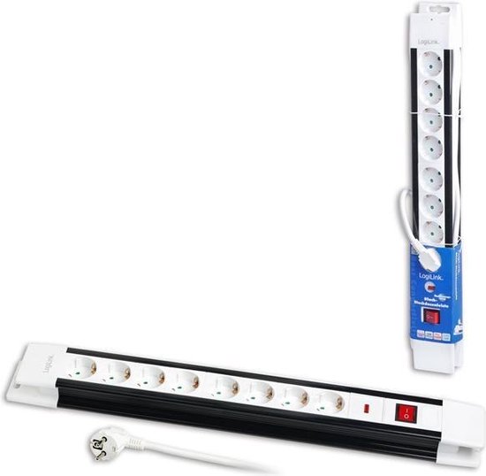 LogiLink PDU8D01-19 stekkerdoos 8-voudig, elk stopcontact afzonderlijk schakelbaar, met overbelastingsbeveiliging