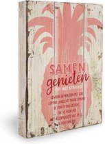 Samen genieten op het strand Houten Decoratie 15 x 2,5 x 20 cm