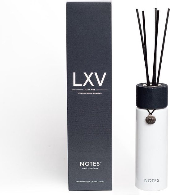 Notes Reed diffuser LXV - Whispering woods & mandarin - geurstokjes Wit