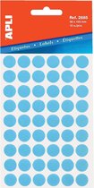 Apli ronde etiketten in etui diameter 13 mm, blauw, 175 stuks, 35 per blad (2056)