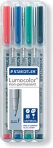 Staedtler OHP-marker Lumocolor Non-Permanent geassorteerde kleuren box met 4 stuks fijn 06 mm
