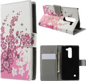 LG Spirit Hoesje Bloemen Roze met Opbergvakjes, H440n