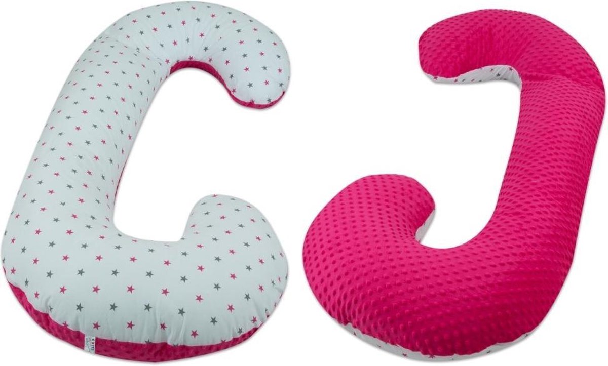 Goedkoopste Body pillow - 240 cm - minky dot en sterretjes - roze