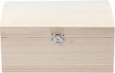 CC Houten Schatkist - Opbergdoos met sluiting - 21,5x15,8x10,6 cm - 1 stuk