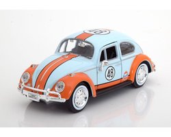 Volkswagen Beetle 1966 Blauw/Oranje 1:24 Motormax - Modelauto - Schaalmodel - Miniatuurauto - Miniatuurauto - Miniatuur autos