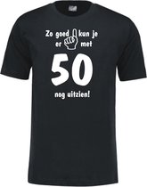 Mijncadeautje - Leeftijd T-shirt - Zo goed kun je er uitzien 50 jaar - Unisex - Zwart (maat M)