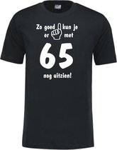 Mijncadeautje - Leeftijd T-shirt - Zo goed kun je er uitzien 65 jaar - Unisex - Zwart (maat L)