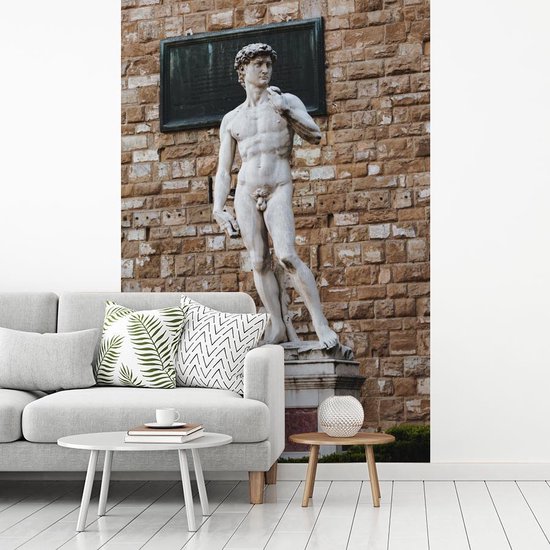 La statue de David de Michel-Ange devant un mur de pierre papier peint  photo vinyle... | bol