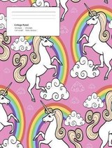 Unicorn Pink Pattern Composition College Ruled Book (7.44 x 9.69) 200 pages V1