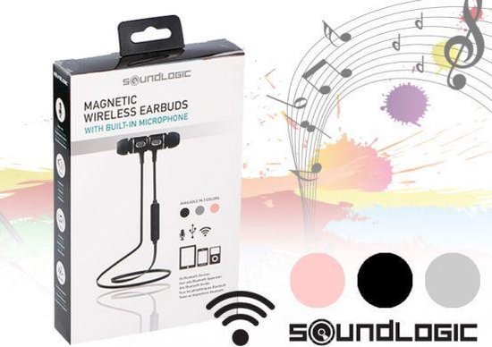 Soundlogic Draadloze magneet oordopjes - Zilver - Bluetooth | bol.com