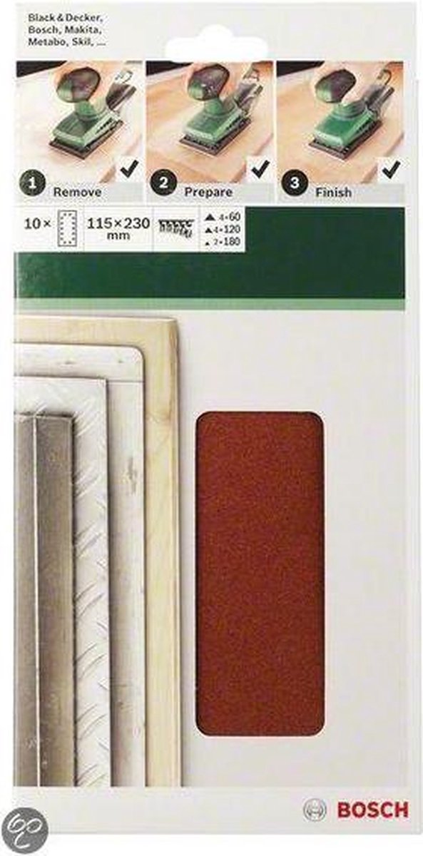 Bosch - Schuurpapierset - 10-delig - 115 x 230 mm - korrel 40