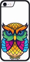 iPhone 8 Hardcase hoesje Colorful Owl Artwork - Designed by Cazy