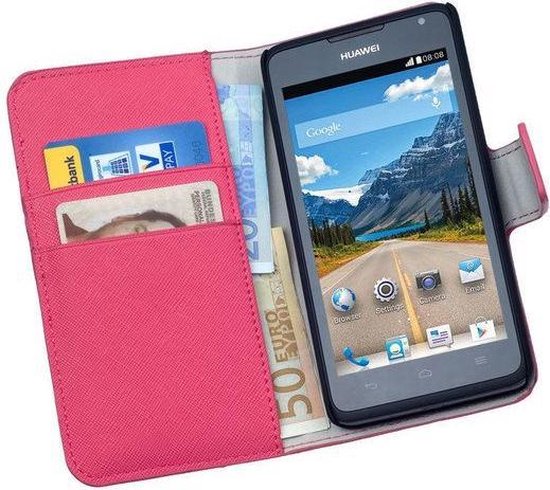 HC Bookcase Roze Flip Wallet Telefoonhoesje Huawei Ascend Y330