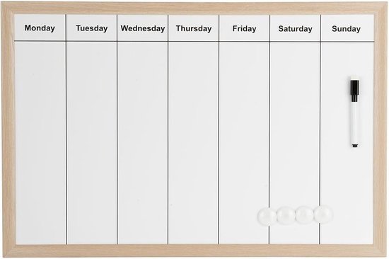 neef Overeenkomstig opening Memobord/Whiteboard - Weekplanner - Planningbord - 60x40 cm | bol.com