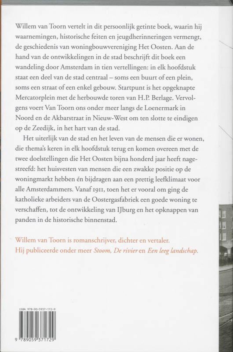Achterkant boek 'De stad en Het Oosten' van Willem van Toorn. Met ISBN.