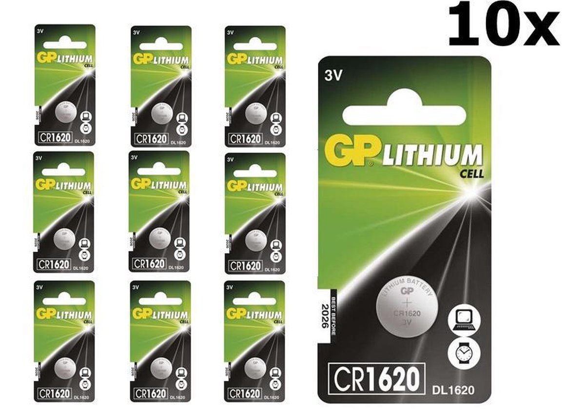Doosje GP CR1620 Lithium knoopcellen 10x 1 stuk