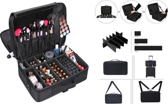 Visagie kappers koffer - Make up cosmetica tas - beauty case - groot 41 x 31 x 14 cm