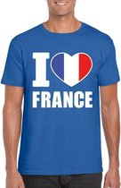 Blauw I love Frankrijk fan shirt heren M