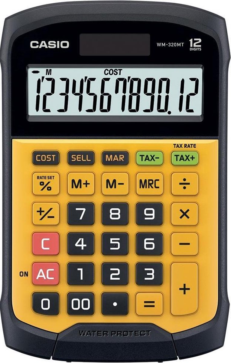Calculatrice de poche Casio WM-320MT avec écran noir, calculatrice jaune |  bol.com