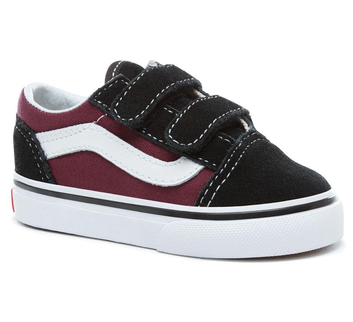 Vans Old Skool V Sneakers - Maat 23.5 - Unisex - zwart/bordeaux rood/wit |  bol.com