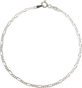 Lucardi Dames Armband met figaroschakel - Echt Zilver - Armband - Cadeau - 19 cm - Zilverkleurig