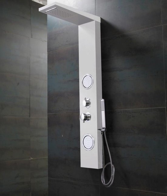 Aluminium Douchepaneel Wit met Massagejets