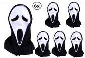 6x Masker Scream plastic met hoofddoek