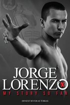 Jorge Lorenzo 'My Story So Far' boek kaft met Jorge Lorenzo die zijn hand uitsteekt.