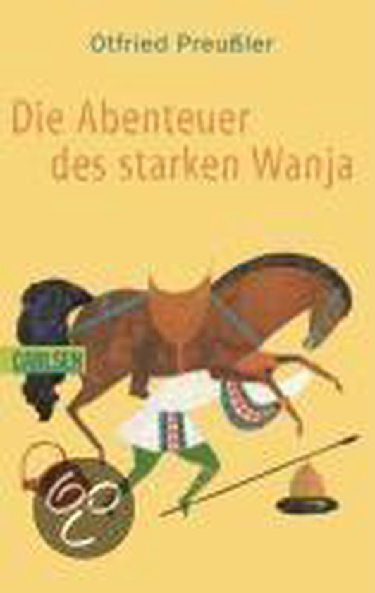 Boek 'Die Abenteuer des starken Wanja' met een illustratie van een ruiter op een paard.