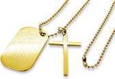 Amanto Ketting Djacky G - 316L Staal - Dogtag - Kruis - 46x28mm - 70cm