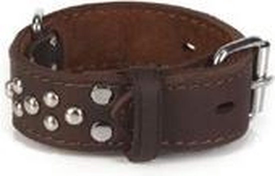 Leren halsband Noppy, bruin.