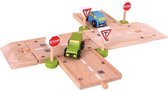 BIGJIGS Treinset Wegenset T-splitsing - Hout