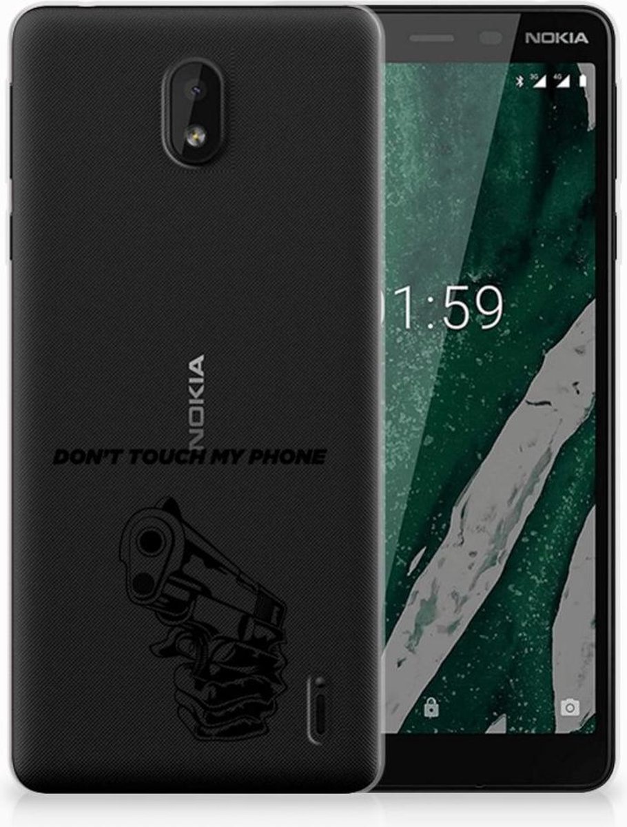 Back Cover voor Nokia 1 Plus Silicone-hoesje Gun Don't Touch My Phone