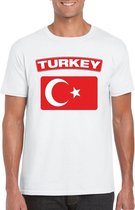 T-shirt met Turkse vlag wit heren XL