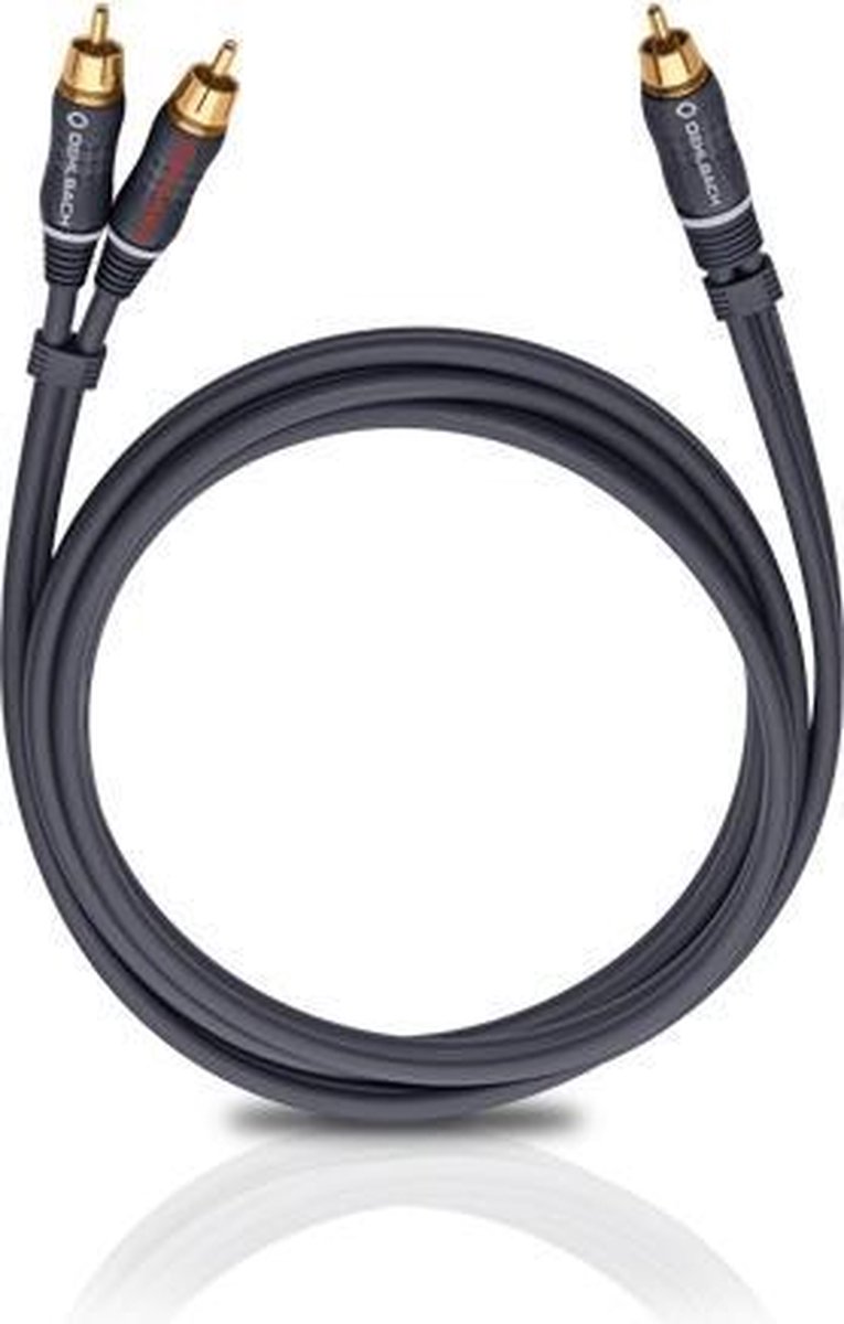 Oehlbach BOOOM 200 [2x Cinch-stekker - 1x Cinch-stekker] 2.00 m Antraciet Vergulde steekcontacten