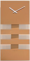 Wandklok NeXtime 19 x 38 cm, glas, koper, 'Bold Stripes' NE-2855CO