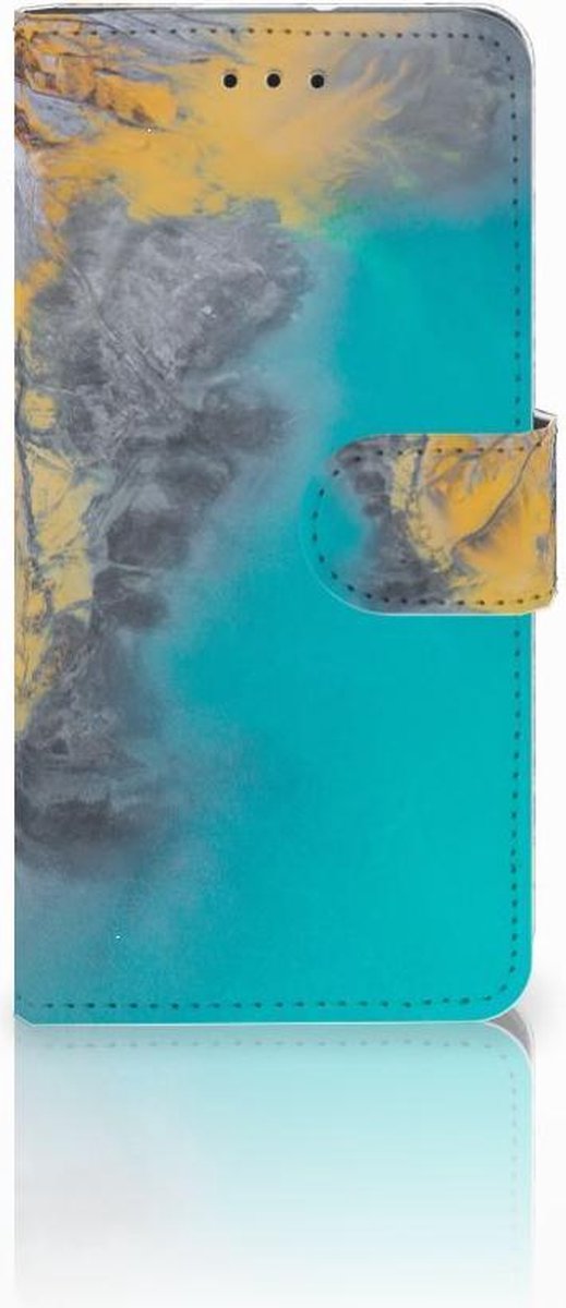 Motorola Moto G7 Play Bookcase Marble Blue Gold