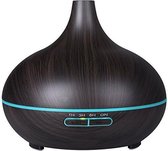 Best4u luchtbevochtiger - 300ml Olieverdamper - Vernevelaar en luchtbevochtiger met sfeervolle LED verlichting - Bruin Zwarte houtkleur