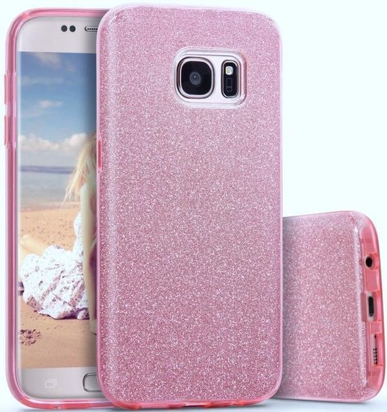 Bevatten Eigen Sneeuwstorm Samsung Galaxy S7 Hoesje - Glitter Back Cover - Roze | bol.com